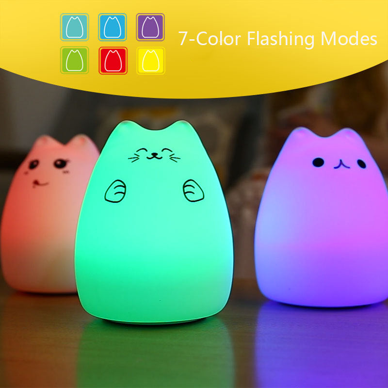 Cute Color Changing Cat Touch Lamp