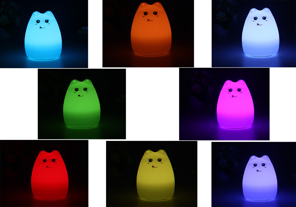 Cute Color Changing Cat Touch Lamp